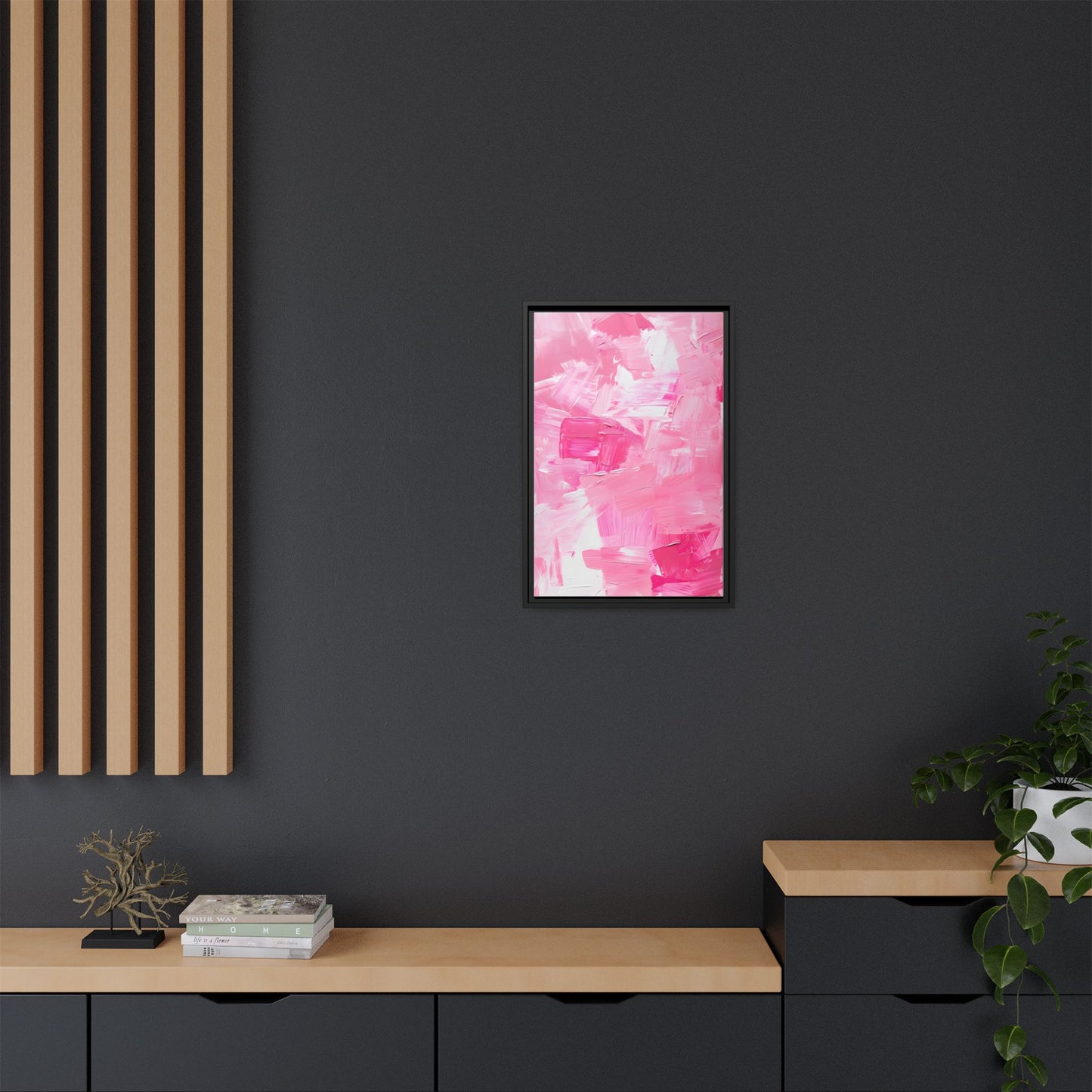 Framed Abstract Art Print, Modern Wall Decor for Home, Office, Pink Canvas, Chic Decor, Birthday Gift, Unique Artwork