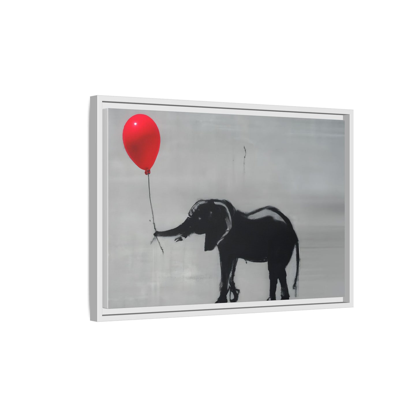 Framed Elephant Canvas Art - Playful Balloon Design