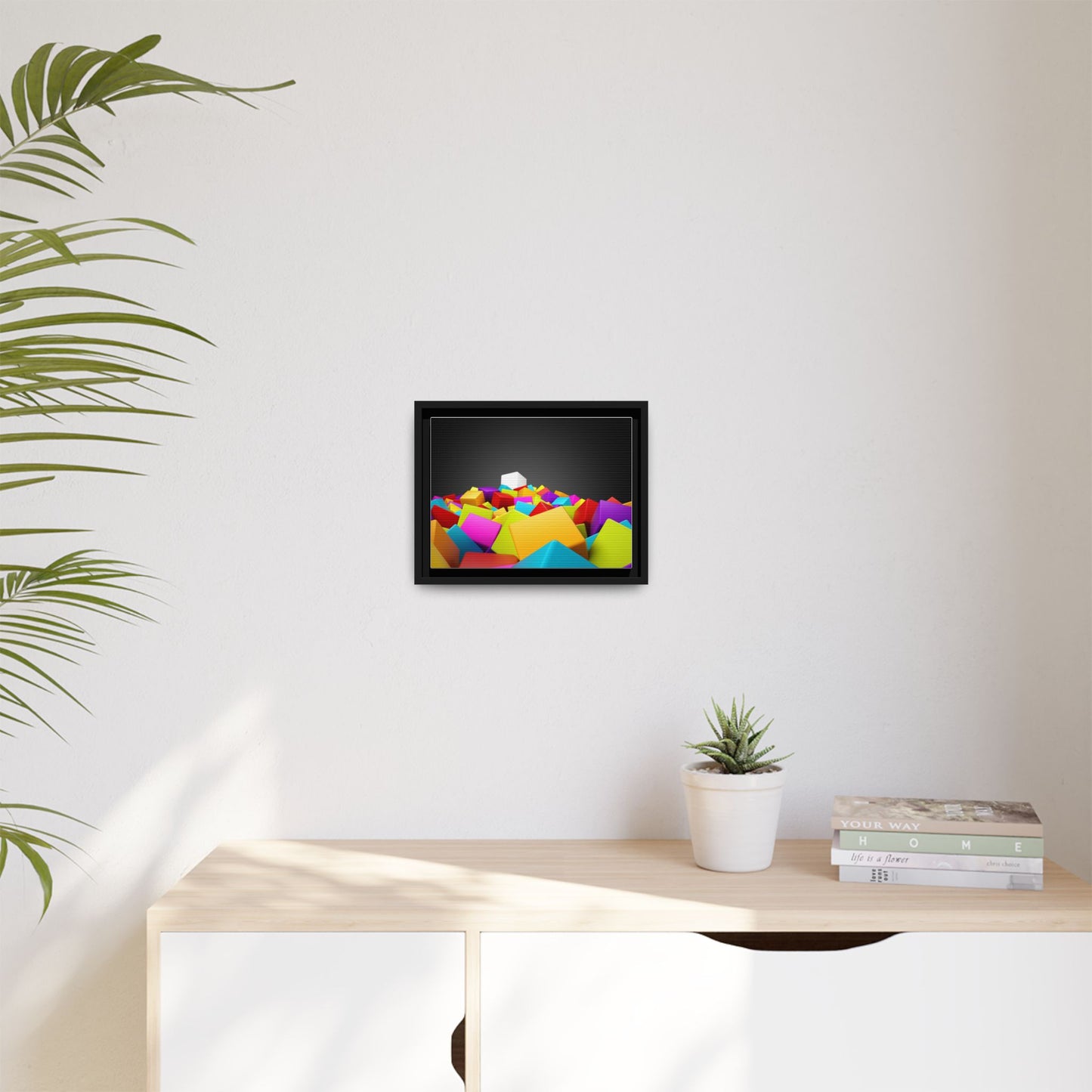 Vibrant Multi-Color Framed Canvas Art - Modern Geometric Decor