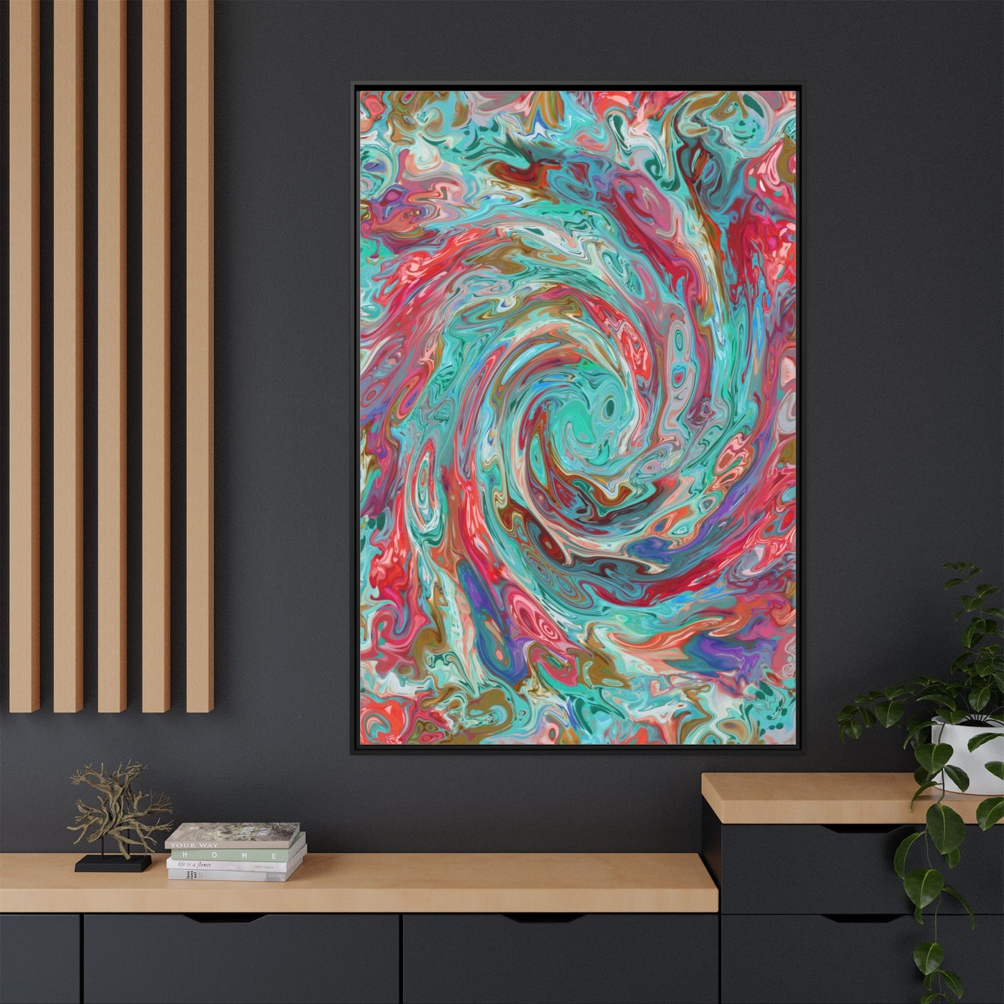 Vibrant Swirl Art Print - Multi-Color Framed Canvas Decor