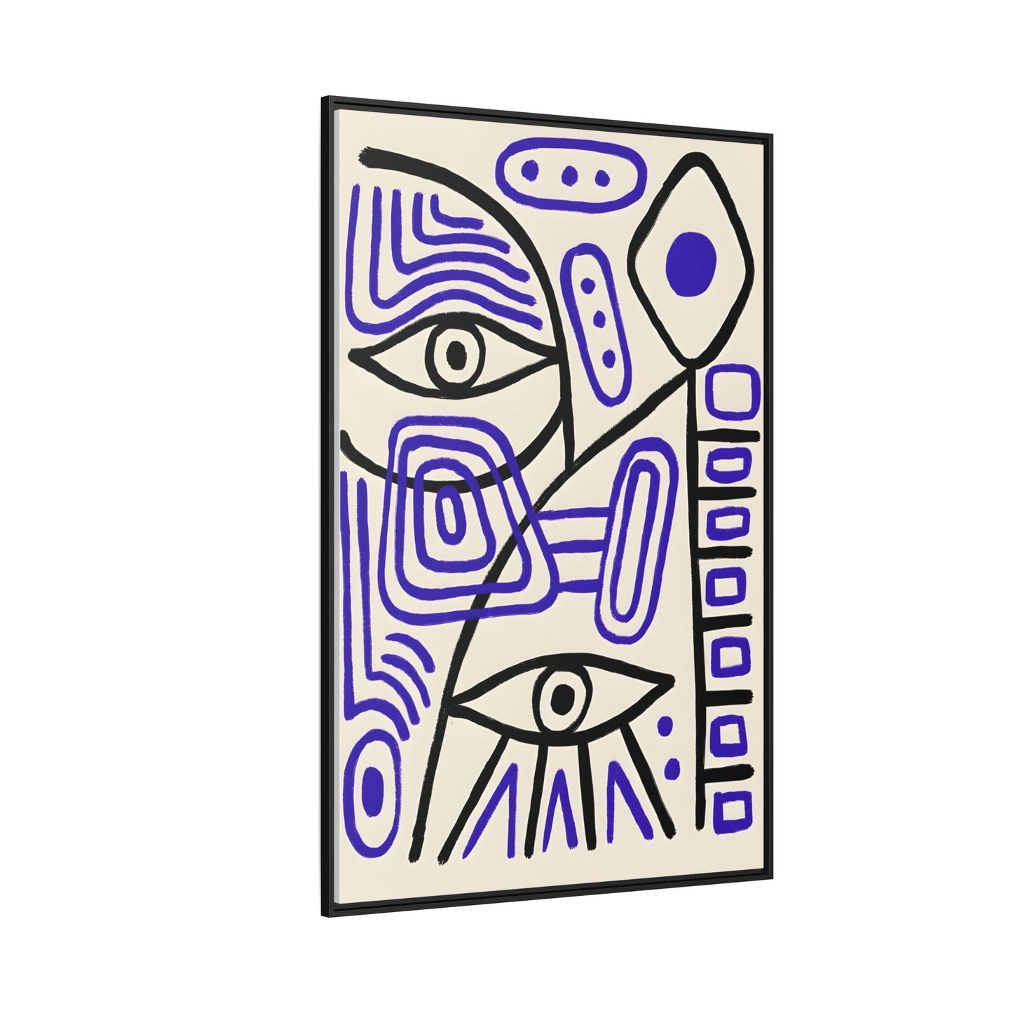 Abstract Line Art Canvas Print - Modern Black and Purple Framed Artwork