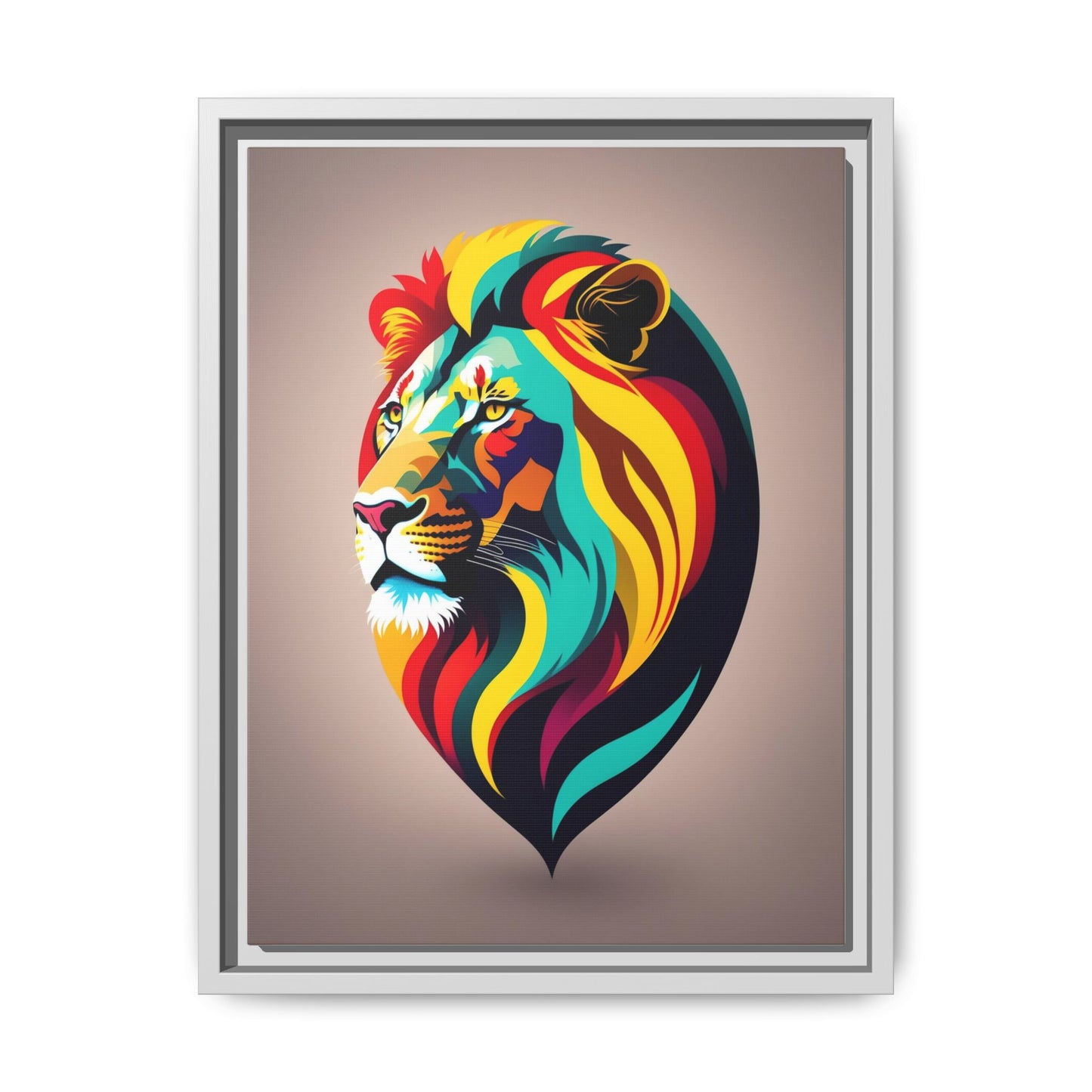 Vibrant Lion Canvas Wall Art, Framed Art Print, Colorful Animal Decor, Living Room Art, Unique Gift Idea