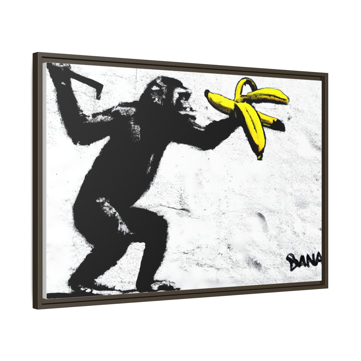 Framed Canvas Art - Playful Monkey with Bananas | Whimsical Wall Decor for Home & Office
