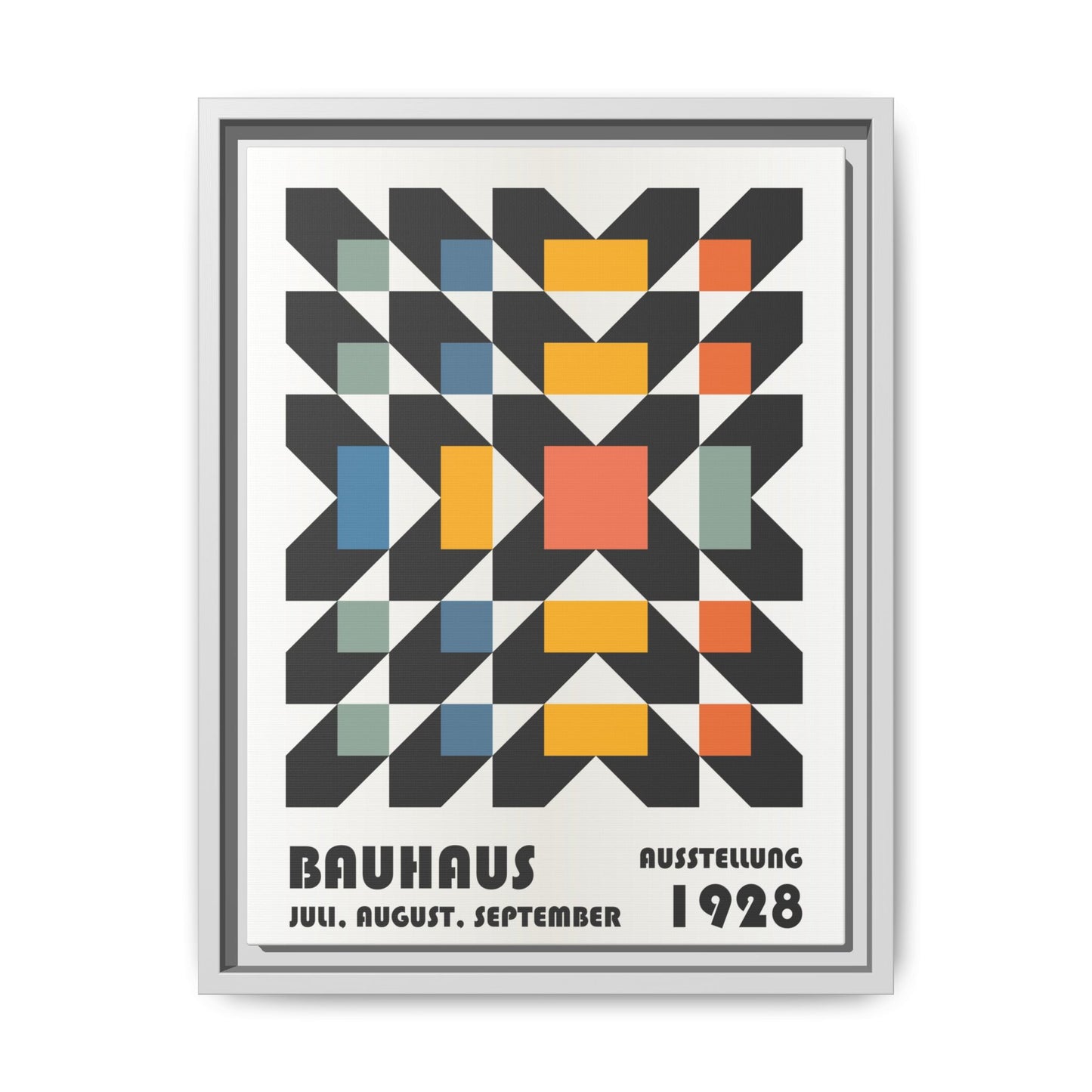 Bauhaus-Inspired Framed Canvas Art - Retro Multi-Color Wall Decor
