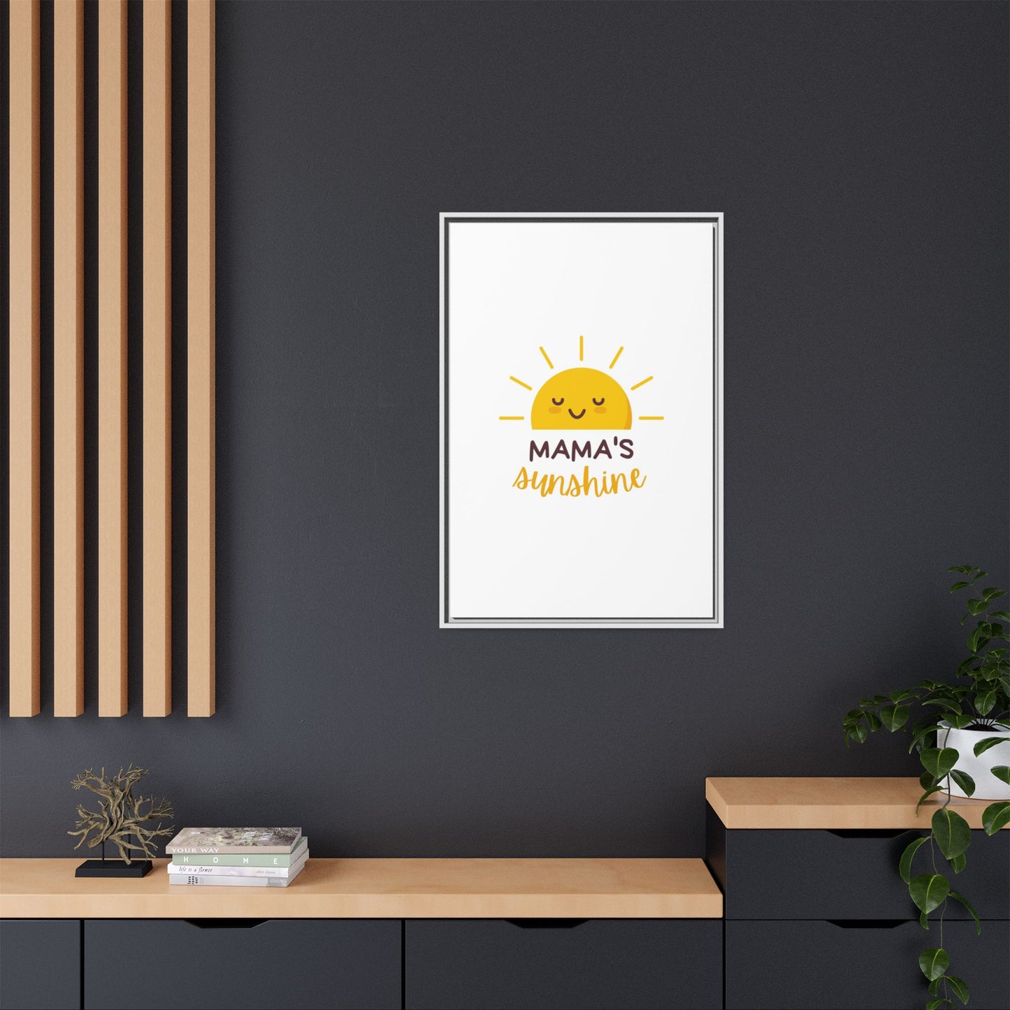 Framed Canvas Art Print, Cheerful Sun Decor for Mother's Day, Kids Room Wall Art, Positive Vibes Poster, Gift for Moms