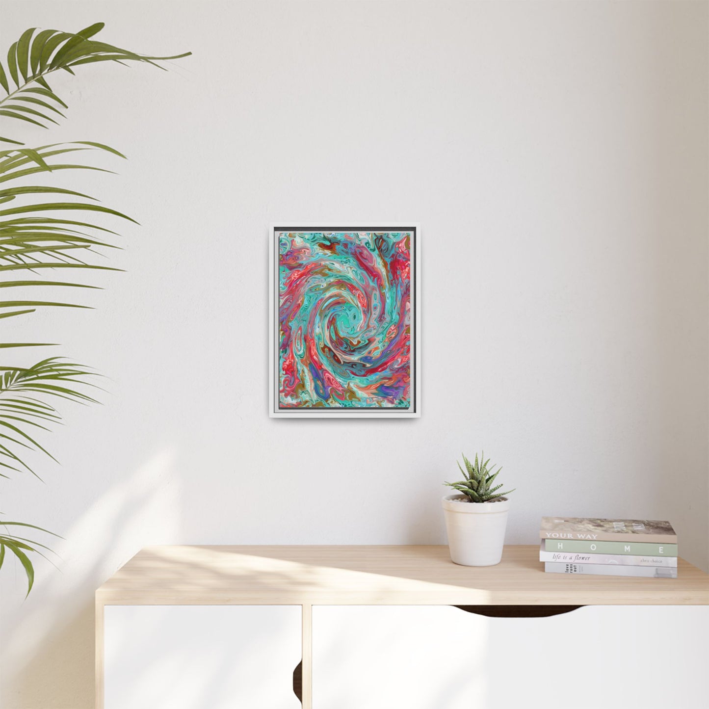 Vibrant Swirl Art Print - Multi-Color Framed Canvas Decor
