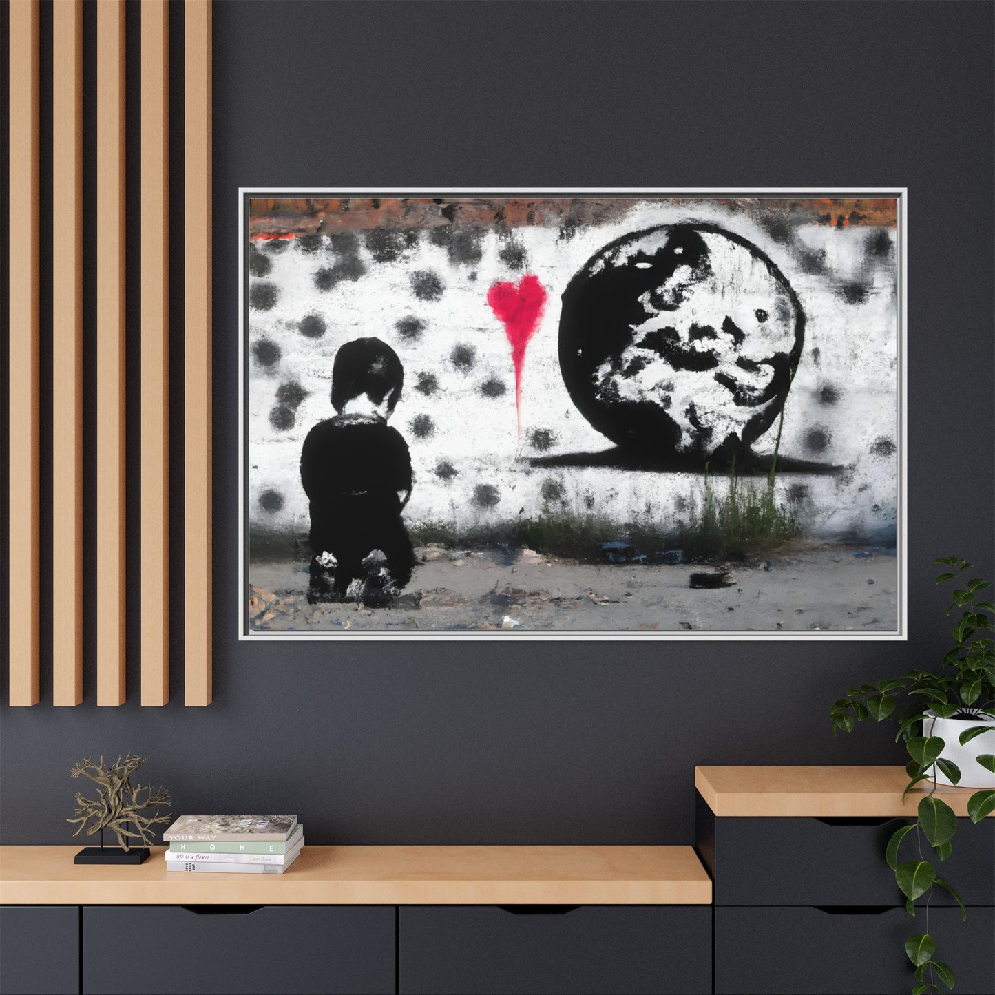 Framed Matte Canvas Art - Love for the World - Wall Decor for Home and Office