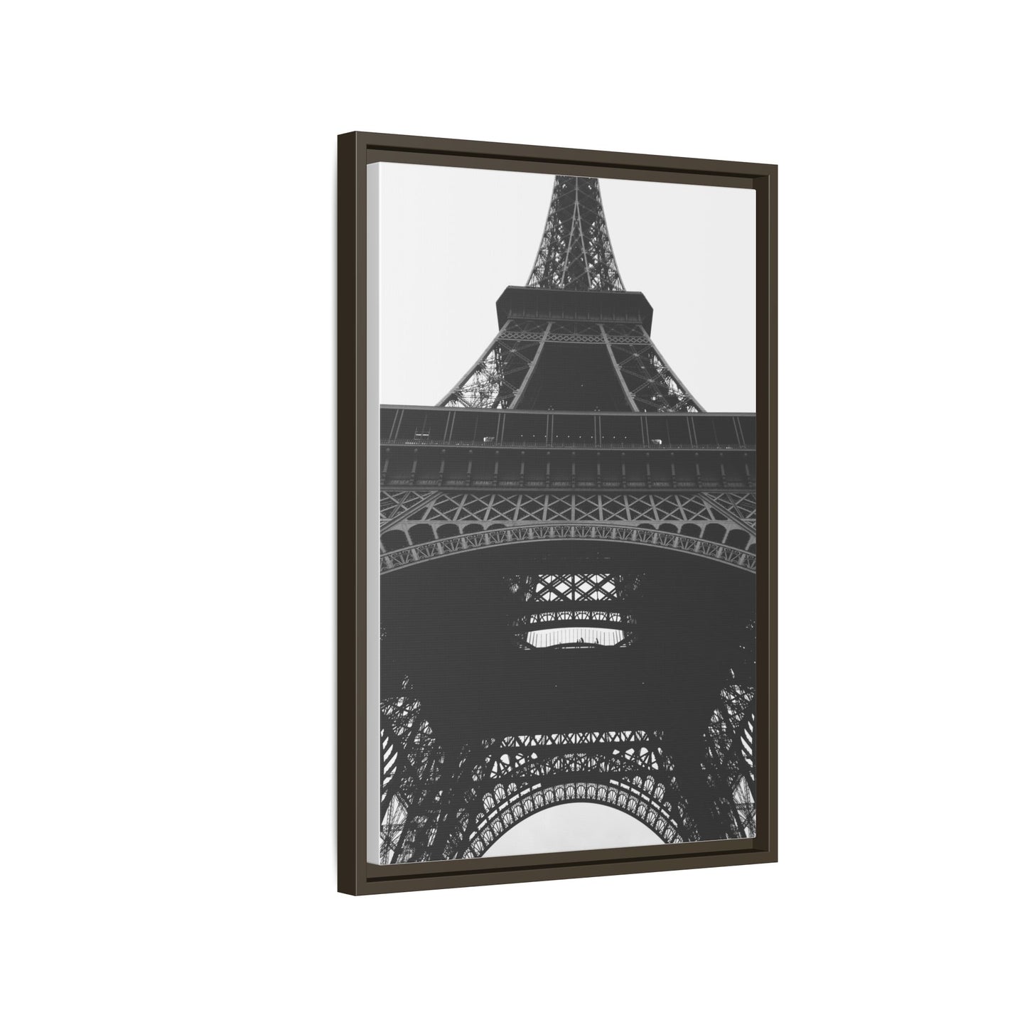 Eiffel Tower Matte Canvas Wall Art - Framed Black and White Decor
