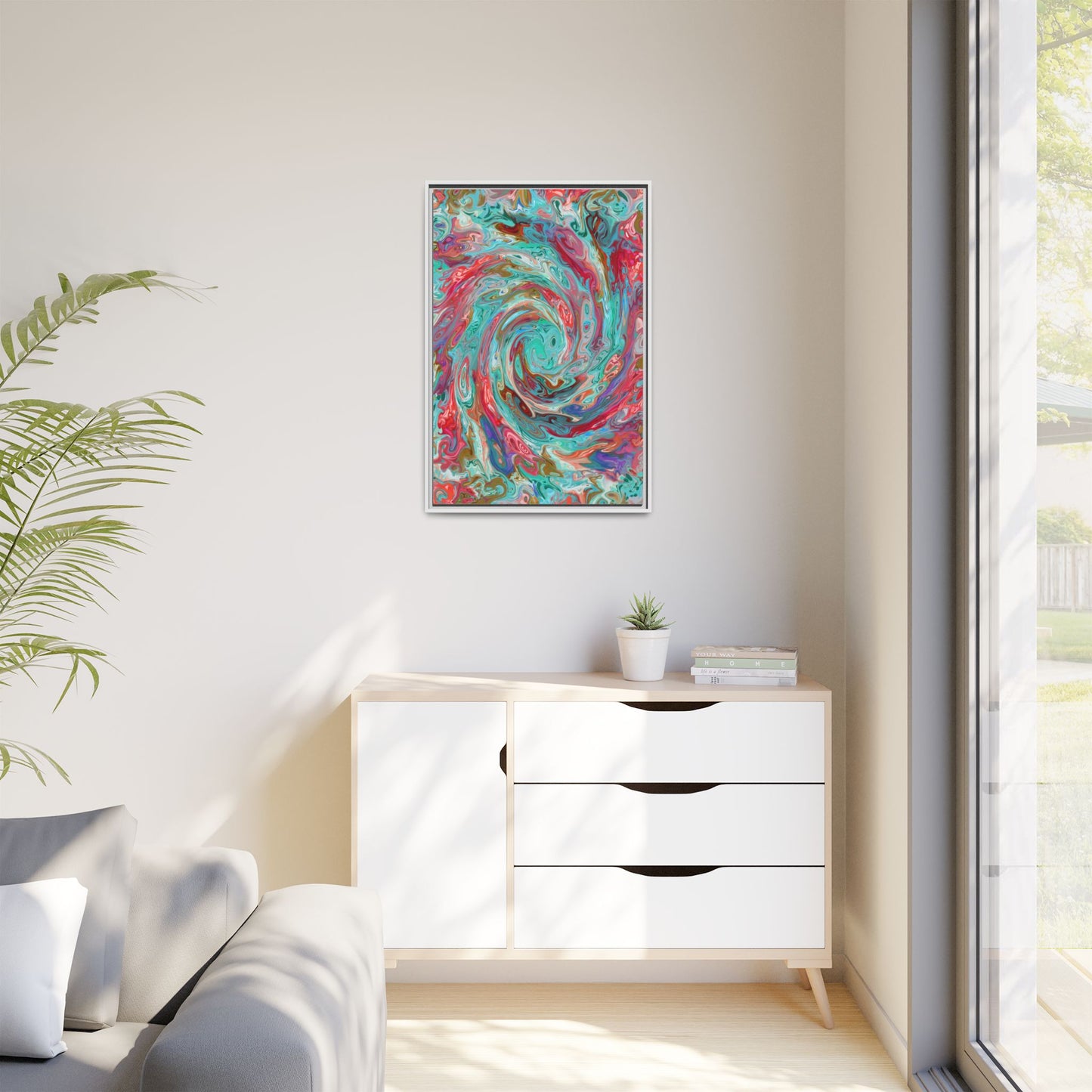 Vibrant Swirl Art Print - Multi-Color Framed Canvas Decor