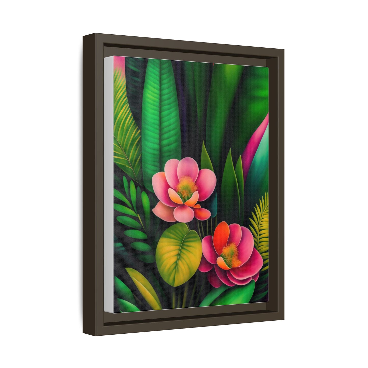 Vibrant Floral Wall Art, Framed Canvas Print, Tropical Decor, Bright Home Aesthetic, Gift for Nature Lovers, Botanical Artwork