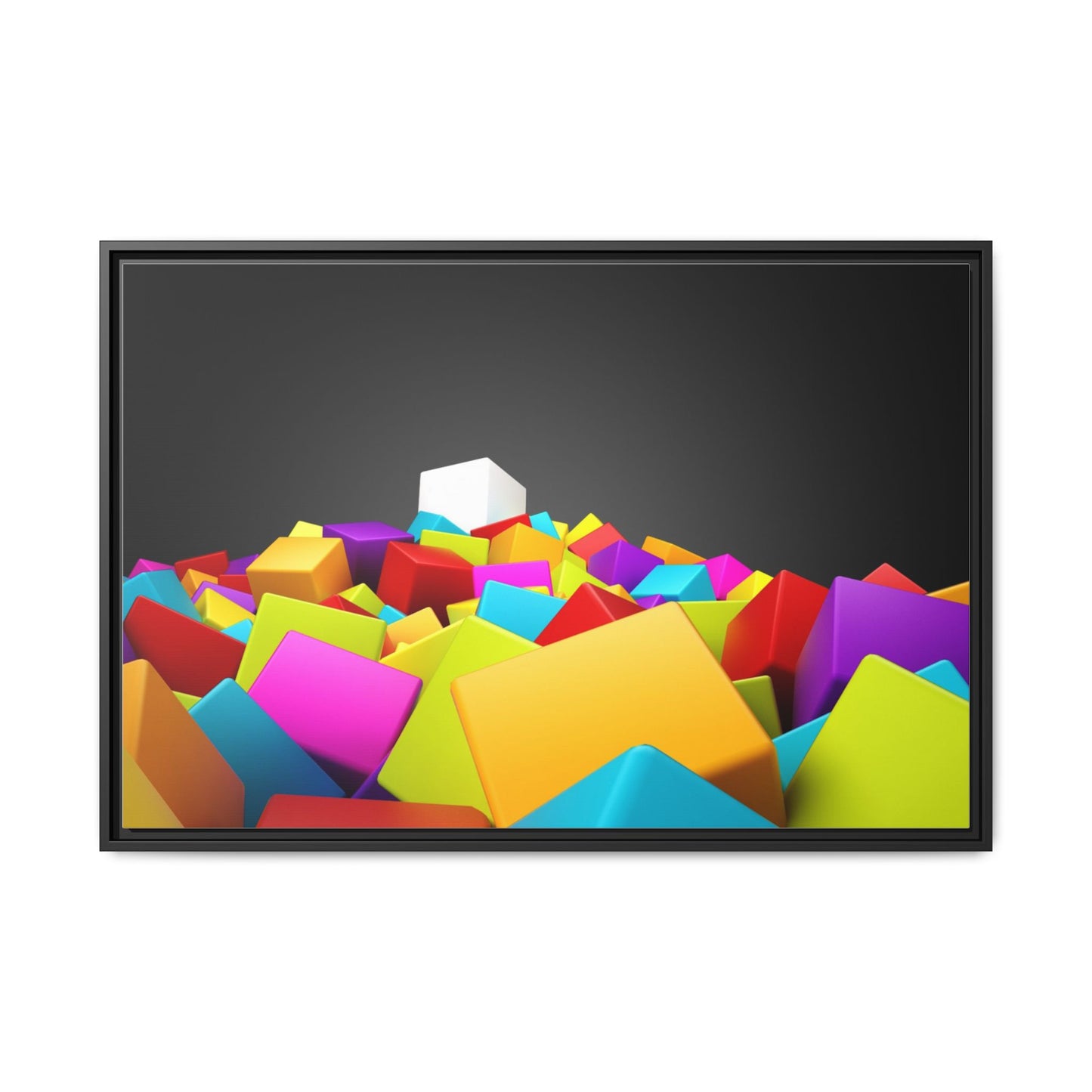 Vibrant Multi-Color Framed Canvas Art - Modern Geometric Decor