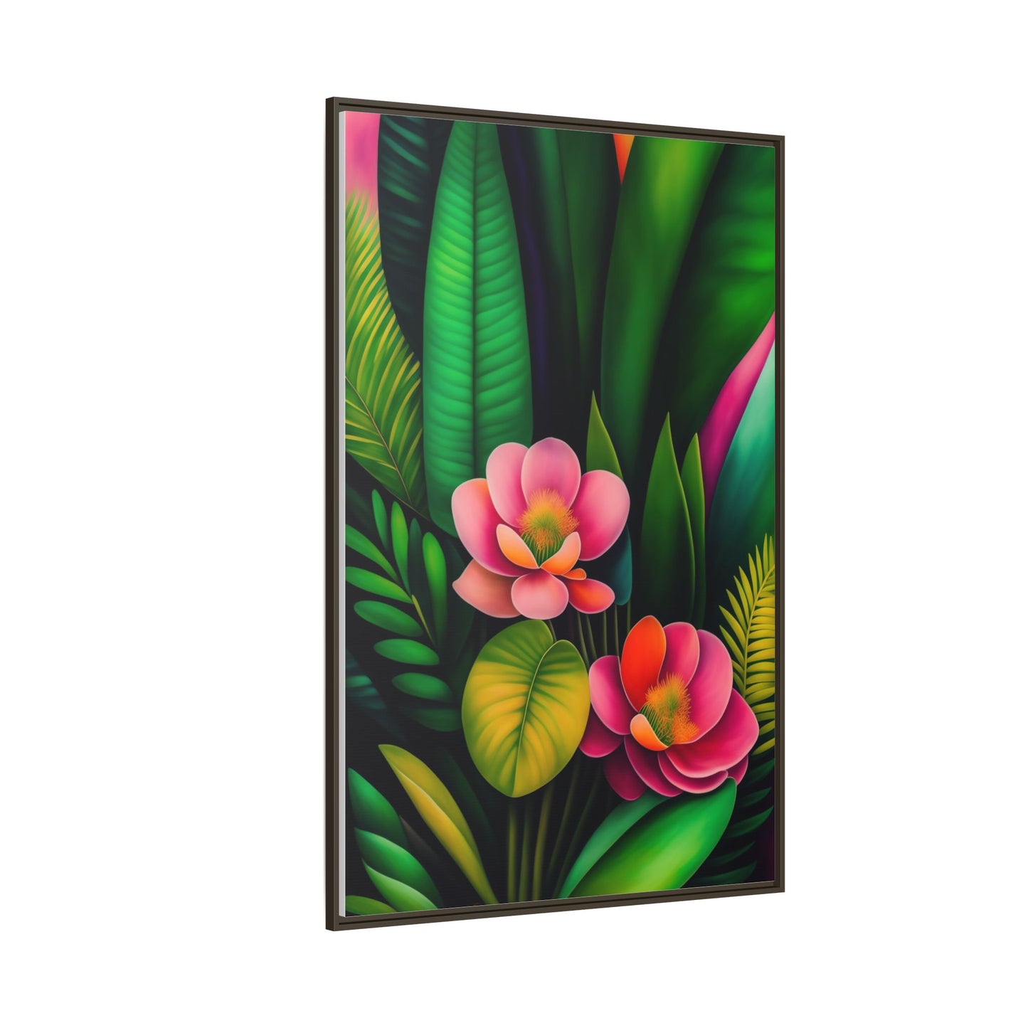 Vibrant Floral Wall Art, Framed Canvas Print, Tropical Decor, Bright Home Aesthetic, Gift for Nature Lovers, Botanical Artwork