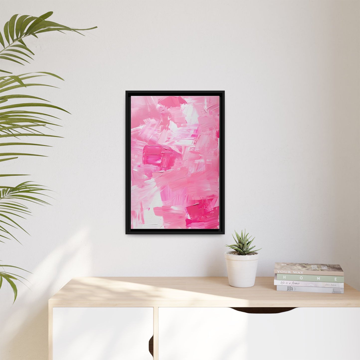 Framed Abstract Art Print, Modern Wall Decor for Home, Office, Pink Canvas, Chic Decor, Birthday Gift, Unique Artwork