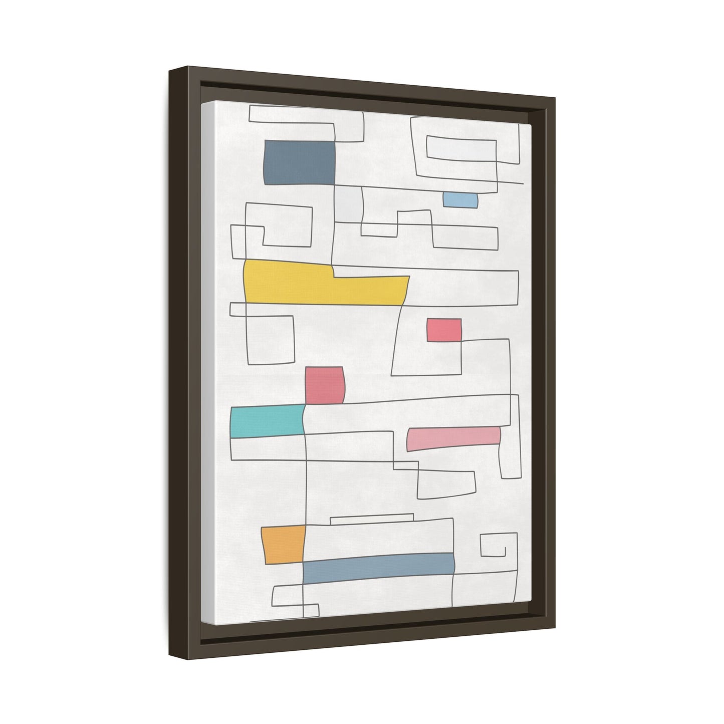 Abstract Line Art Framed Canvas - Modern Multi-Color Wall Decor