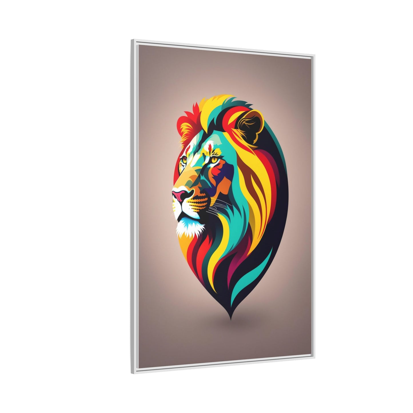 Vibrant Lion Canvas Wall Art, Framed Art Print, Colorful Animal Decor, Living Room Art, Unique Gift Idea