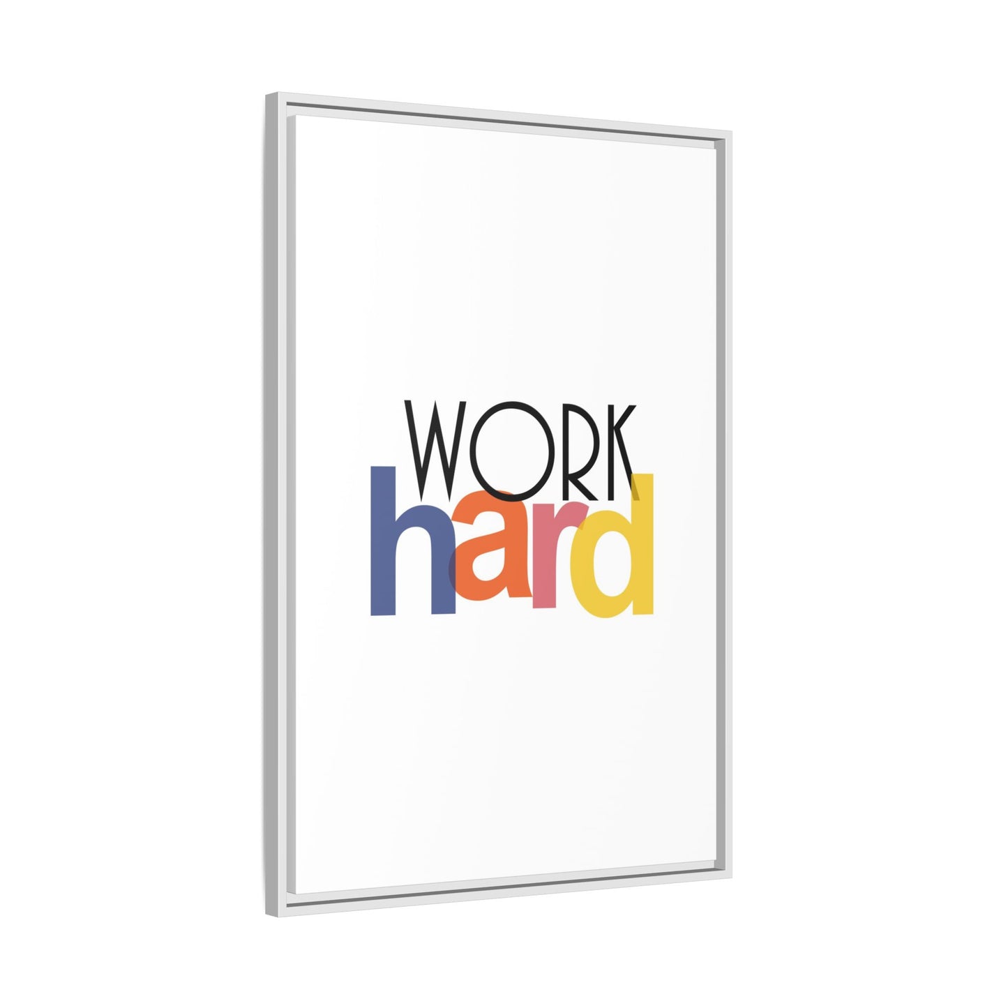 Framed Wall Art: Motivational 'WORK hard' Canvas Print | Office Decor, Gift for Student, Inspirational Wall Decor, Home Office Wall Art