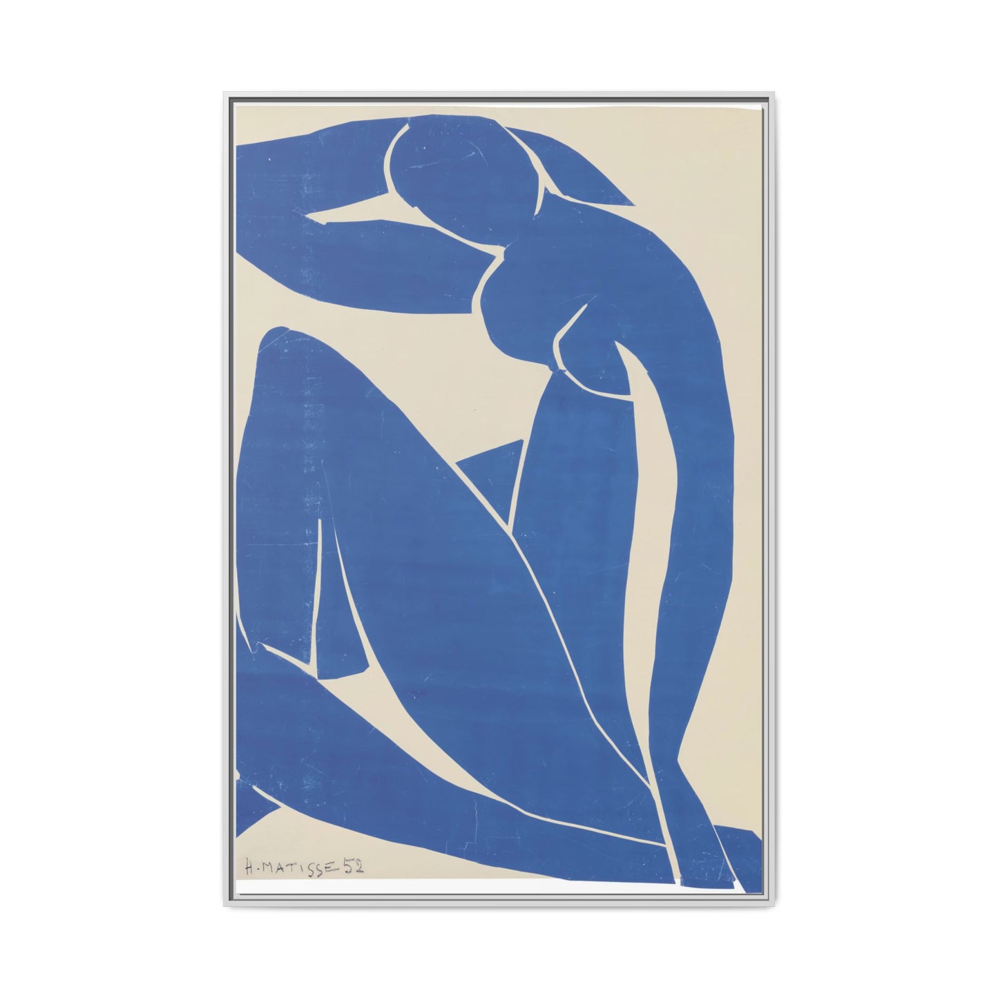 Contemporary Framed Canvas Art - Blue Abstract Figure, Modern Home Decor, Gift for Art Lovers, Stylish Wall Art, Feminine Vibe