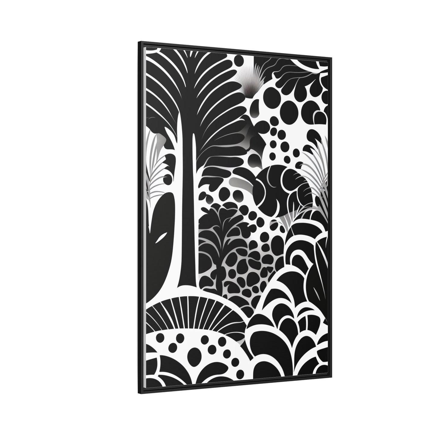 Black and White Framed Art Print, Modern Wall Décor, Minimalist Home Decoration, Botanical Canvas Artwork, Gift for Art Lovers