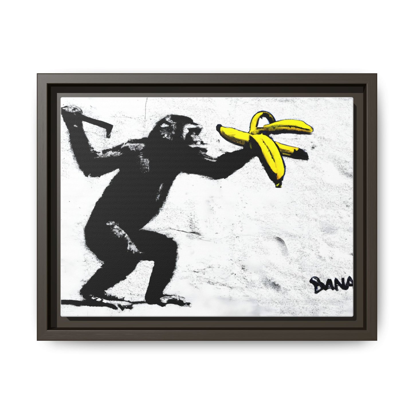 Framed Canvas Art - Playful Monkey with Bananas | Whimsical Wall Decor for Home & Office