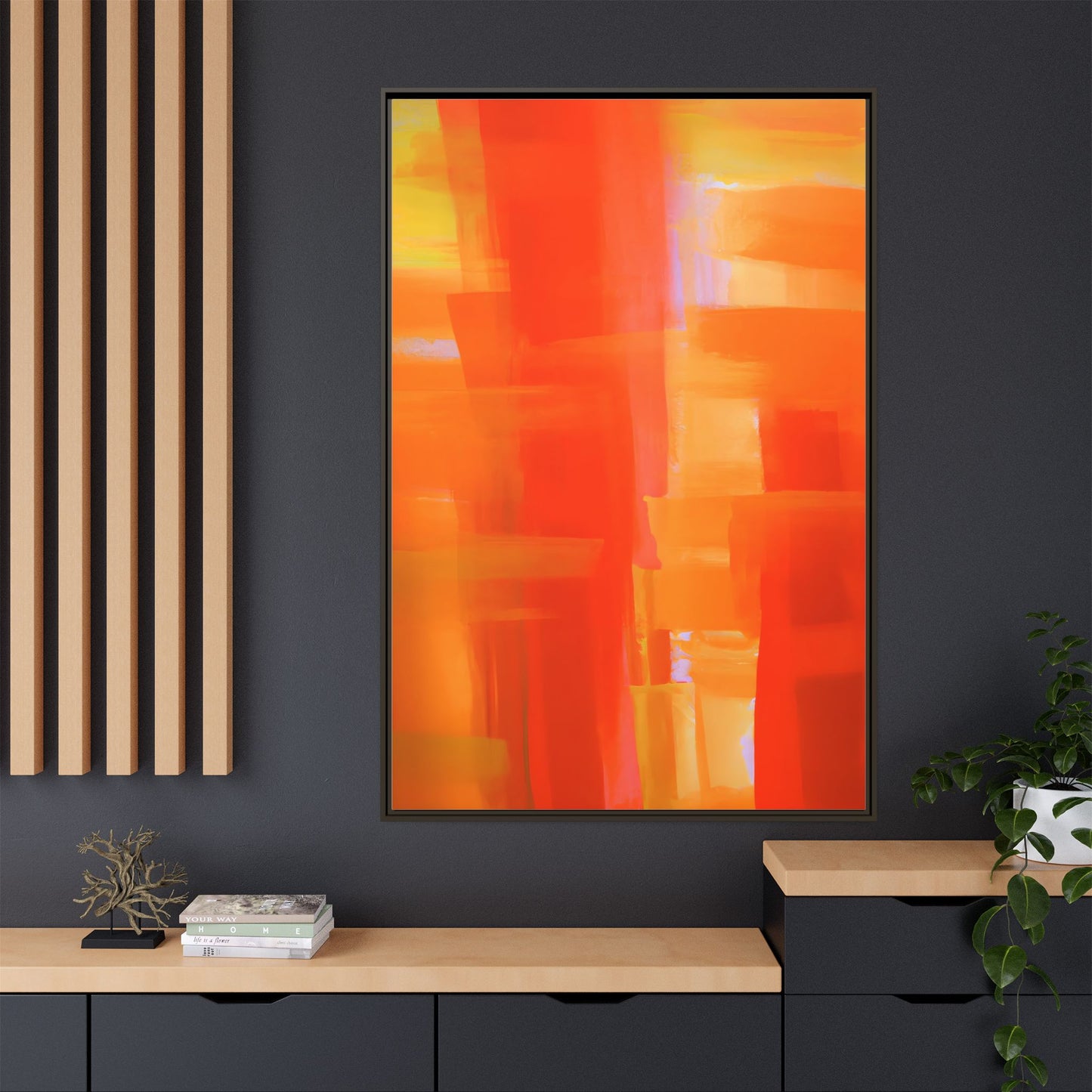 Vibrant Framed Canvas Art - Abstract Multi-Color Decor