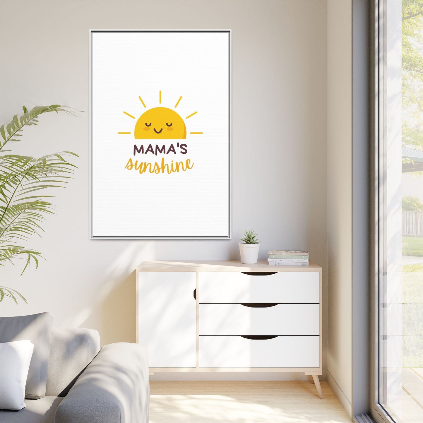 Framed Canvas Art Print, Cheerful Sun Decor for Mother's Day, Kids Room Wall Art, Positive Vibes Poster, Gift for Moms