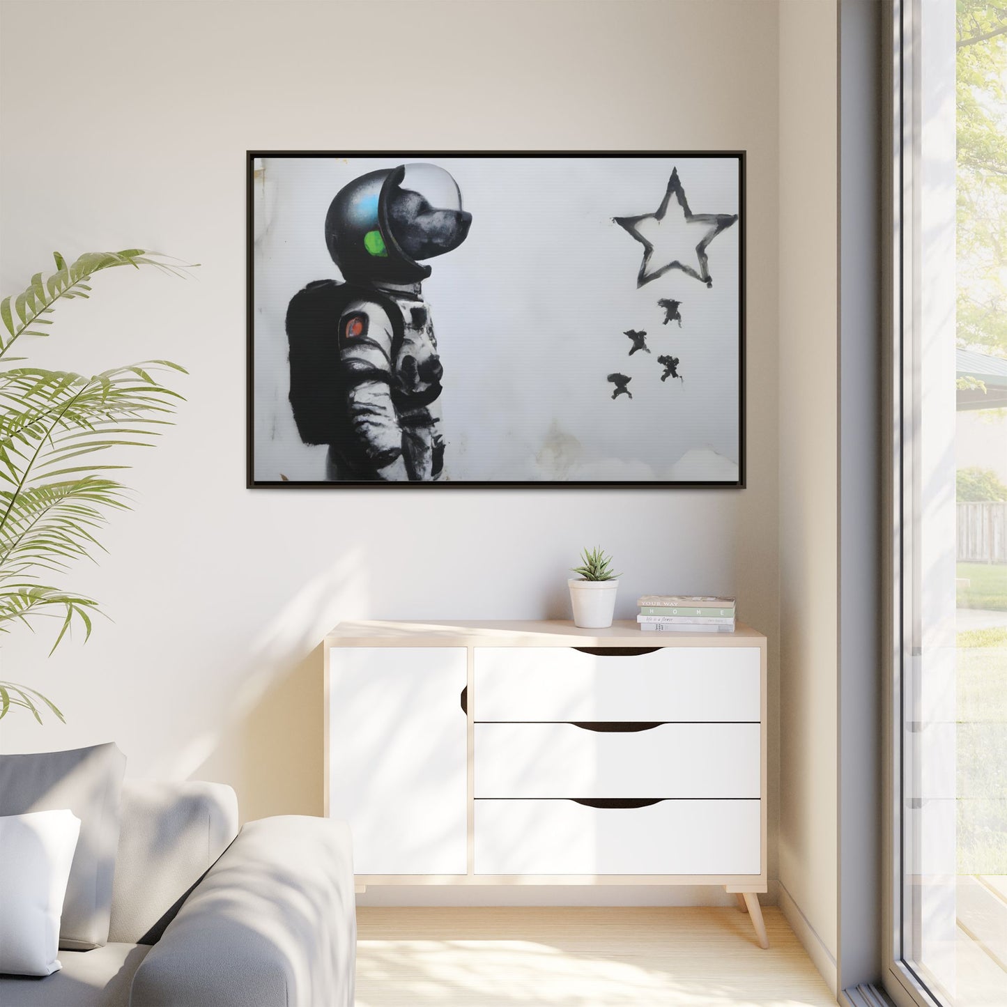 Astronaut Wall Art - Framed Matte Canvas Print for Dreamers and Space Enthusiasts
