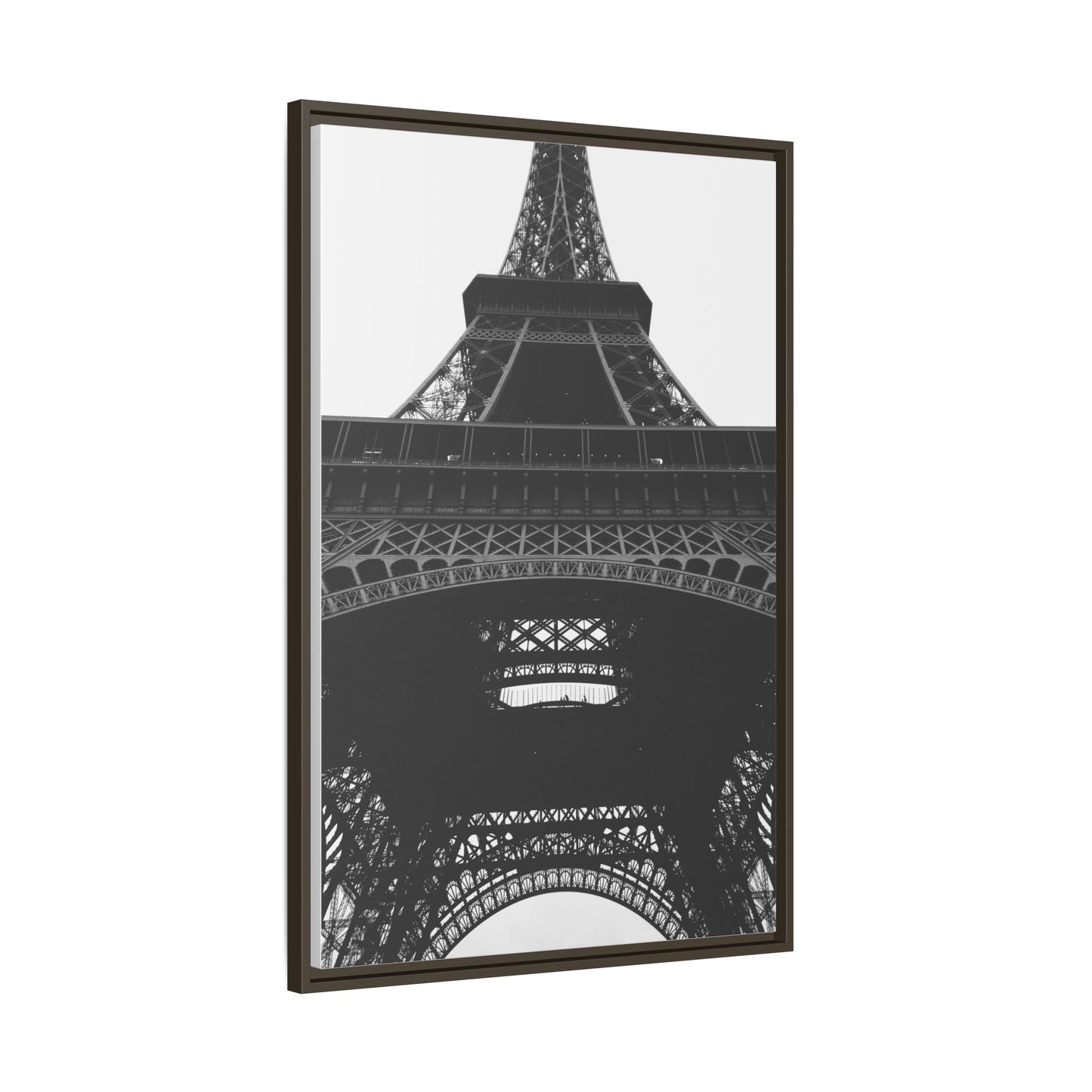 Eiffel Tower Matte Canvas Wall Art - Framed Black and White Decor