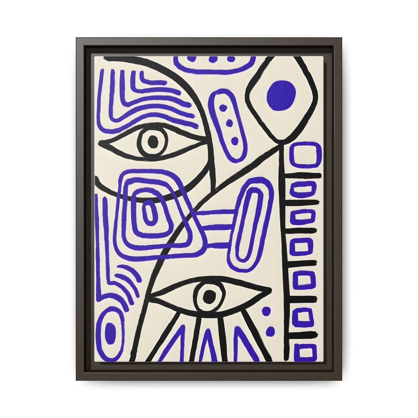 Abstract Line Art Canvas Print - Modern Black and Purple Framed Artwork