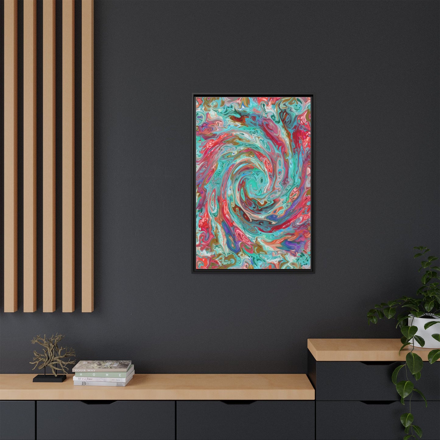Vibrant Swirl Art Print - Multi-Color Framed Canvas Decor