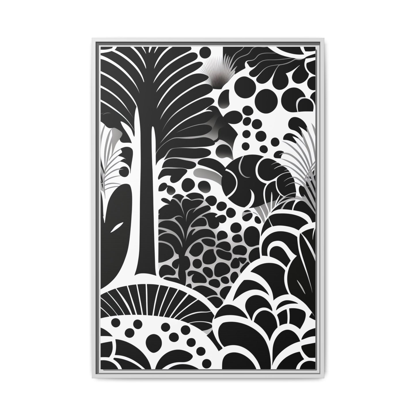 Black and White Framed Art Print, Modern Wall Décor, Minimalist Home Decoration, Botanical Canvas Artwork, Gift for Art Lovers