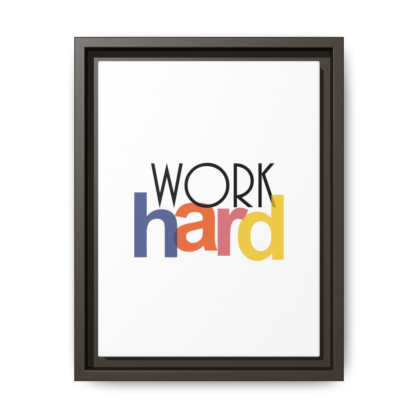 Framed Wall Art: Motivational 'WORK hard' Canvas Print | Office Decor, Gift for Student, Inspirational Wall Decor, Home Office Wall Art