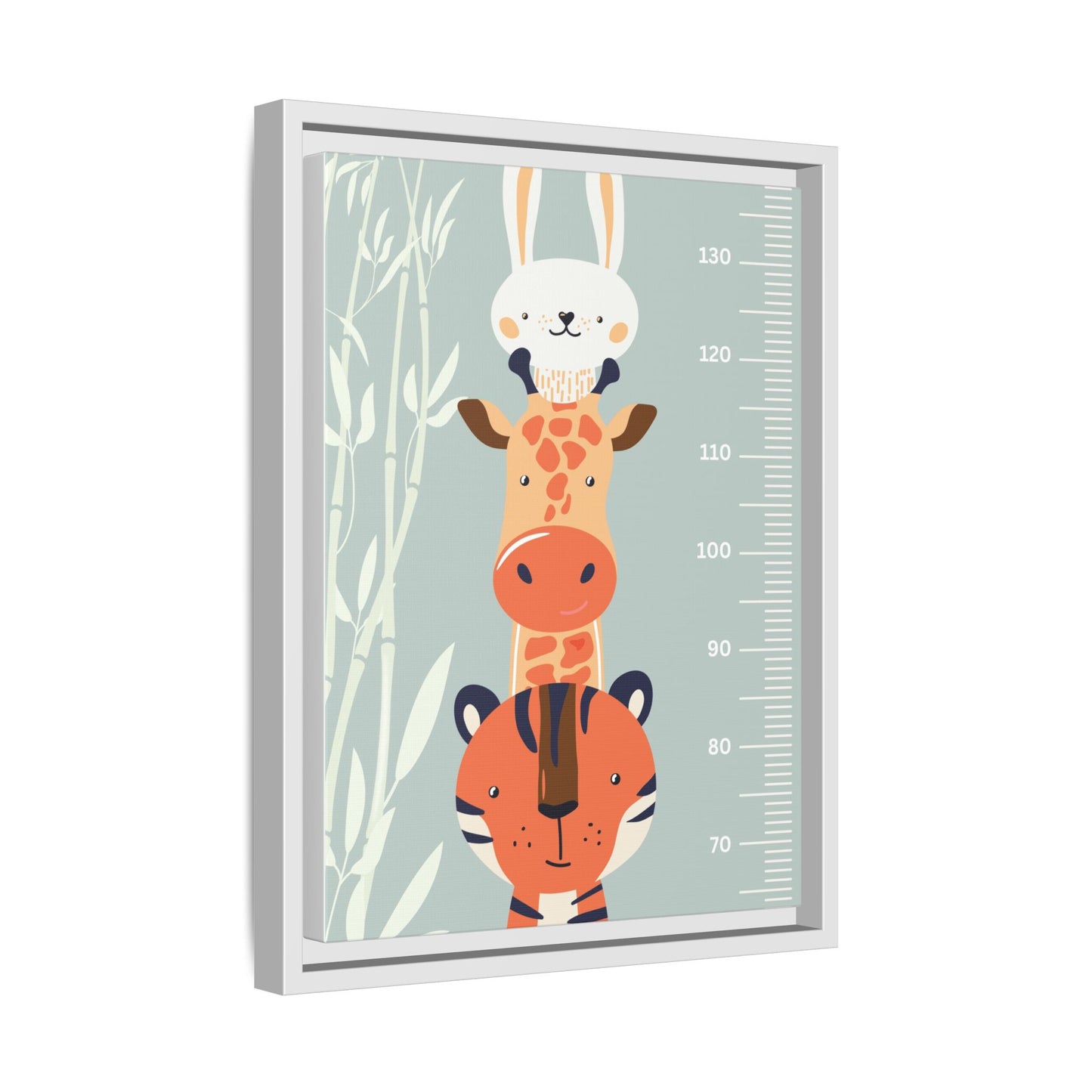 Cute Animal Growth Chart Wall Art, Framed Canvas, Kids Room Decor, Jungle Theme, Baby Shower Gift, Nursery Decoration