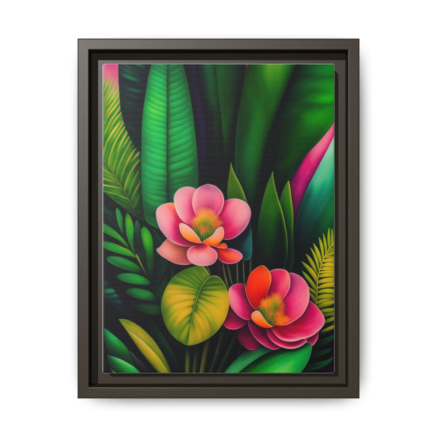 Vibrant Floral Wall Art, Framed Canvas Print, Tropical Decor, Bright Home Aesthetic, Gift for Nature Lovers, Botanical Artwork