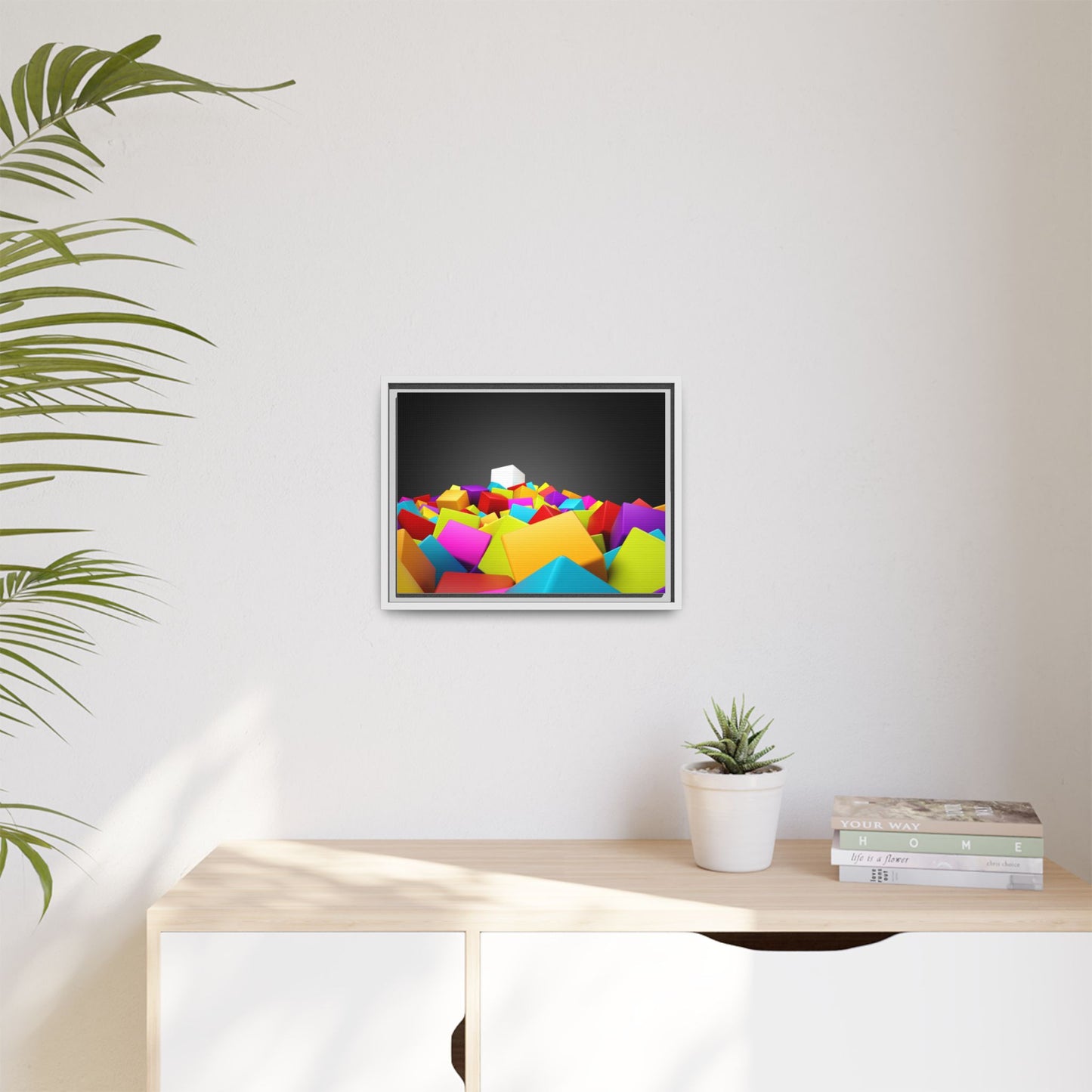 Vibrant Multi-Color Framed Canvas Art - Modern Geometric Decor