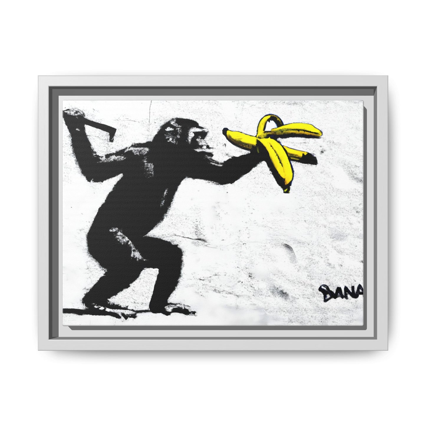 Framed Canvas Art - Playful Monkey with Bananas | Whimsical Wall Decor for Home & Office