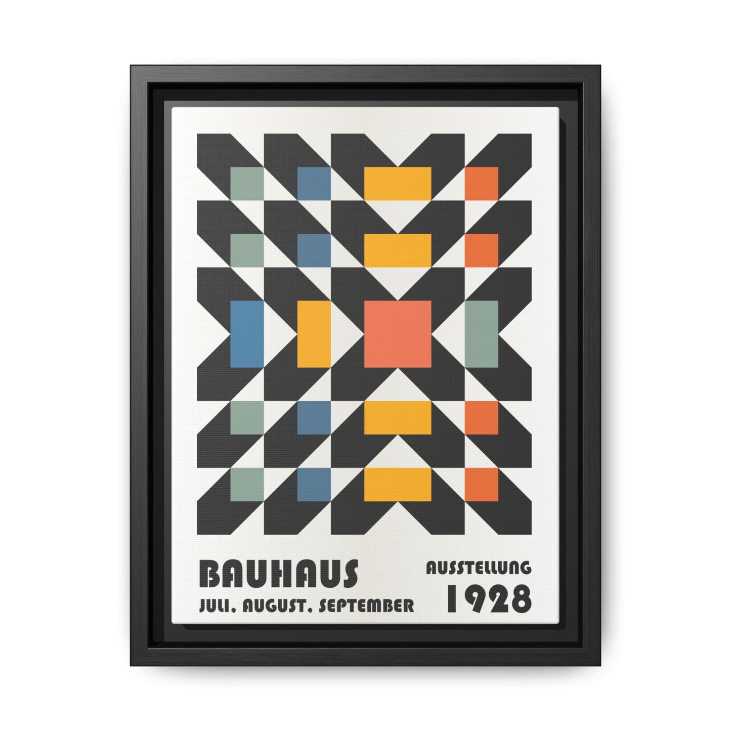 Bauhaus-Inspired Framed Canvas Art - Retro Multi-Color Wall Decor