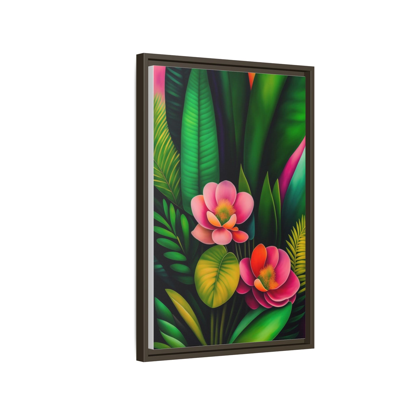 Vibrant Floral Wall Art, Framed Canvas Print, Tropical Decor, Bright Home Aesthetic, Gift for Nature Lovers, Botanical Artwork