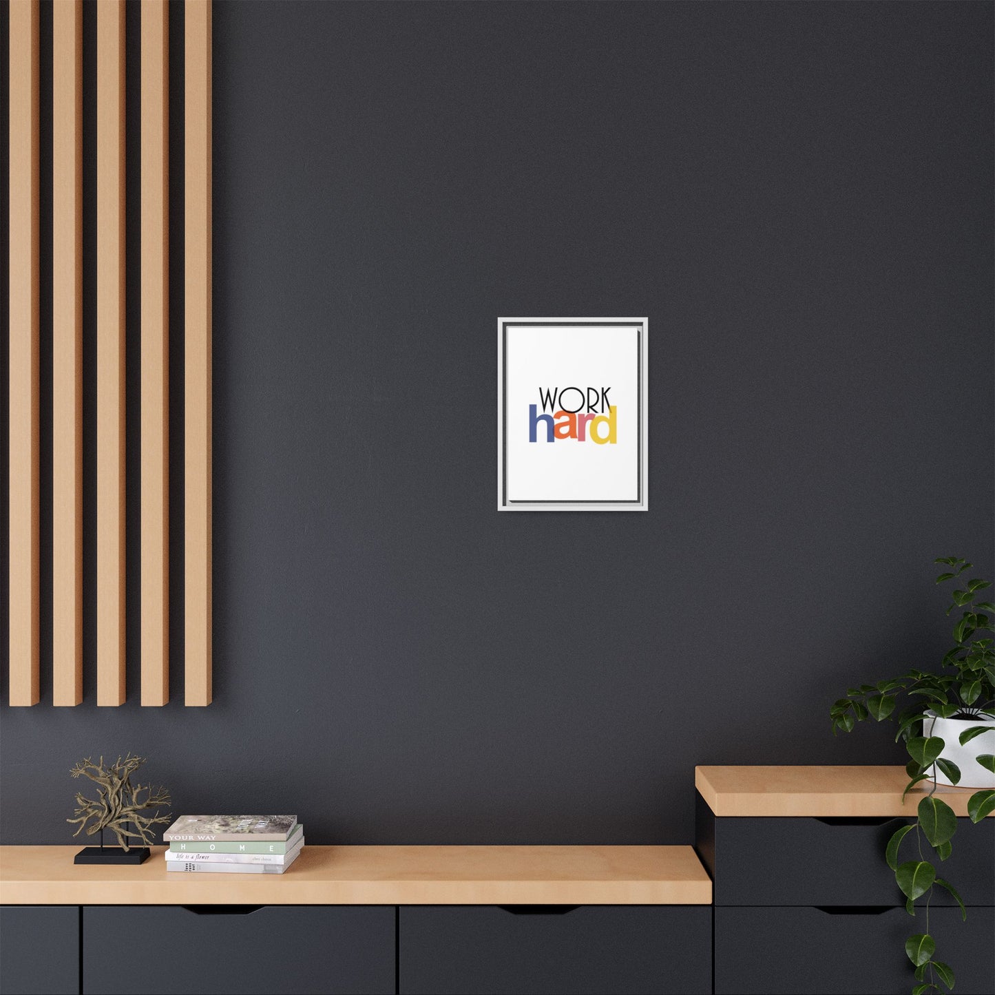Framed Wall Art: Motivational 'WORK hard' Canvas Print | Office Decor, Gift for Student, Inspirational Wall Decor, Home Office Wall Art