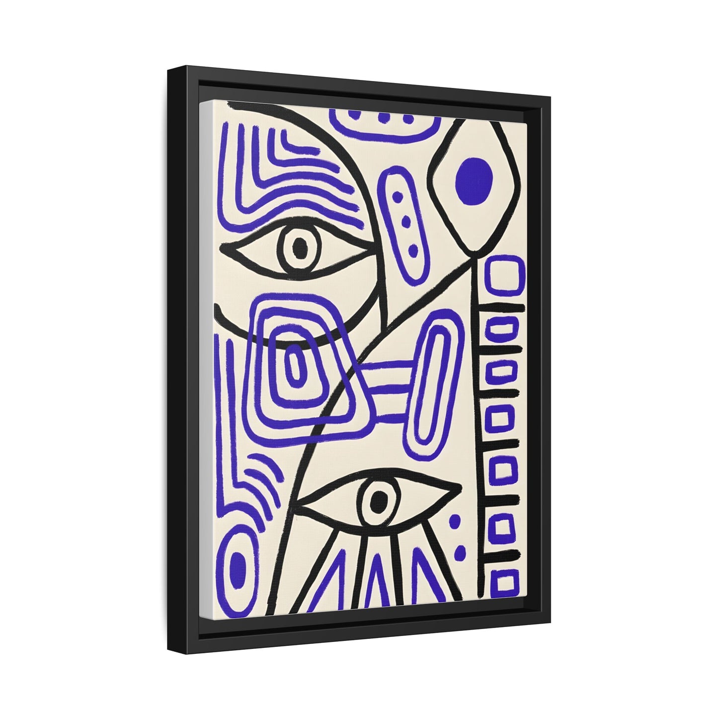 Abstract Line Art Canvas Print - Modern Black and Purple Framed Artwork