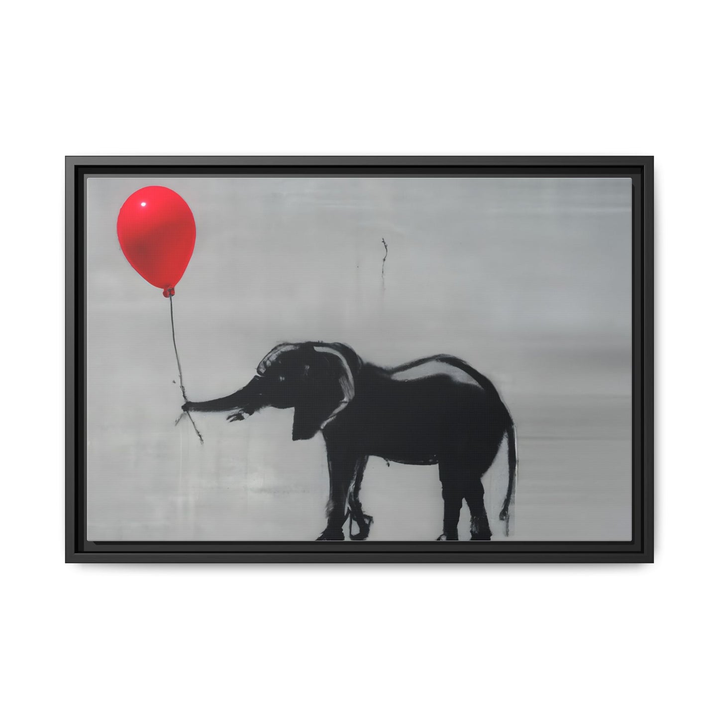 Framed Elephant Canvas Art - Playful Balloon Design