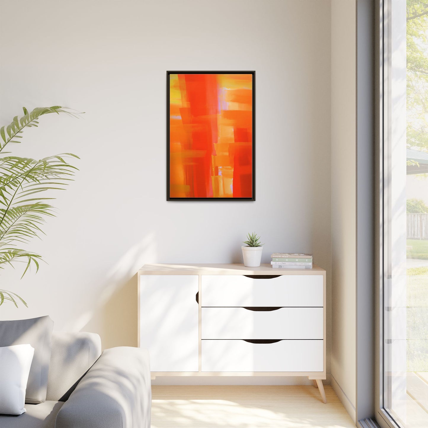 Vibrant Framed Canvas Art - Abstract Multi-Color Decor