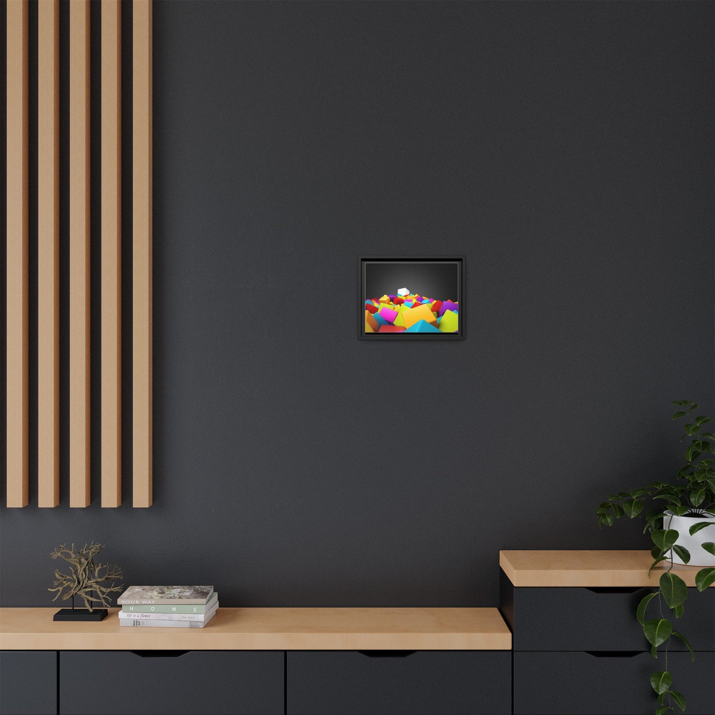 Vibrant Multi-Color Framed Canvas Art - Modern Geometric Decor