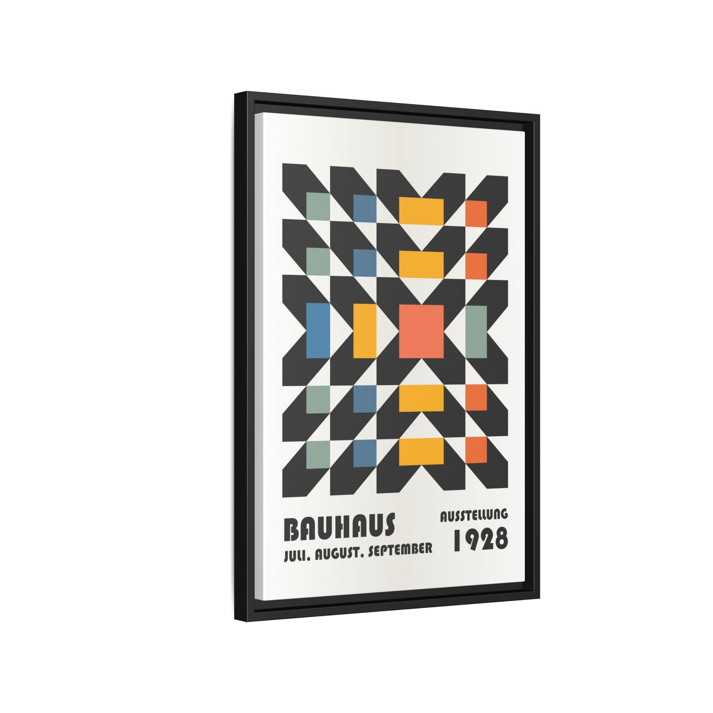 Bauhaus-Inspired Framed Canvas Art - Retro Multi-Color Wall Decor