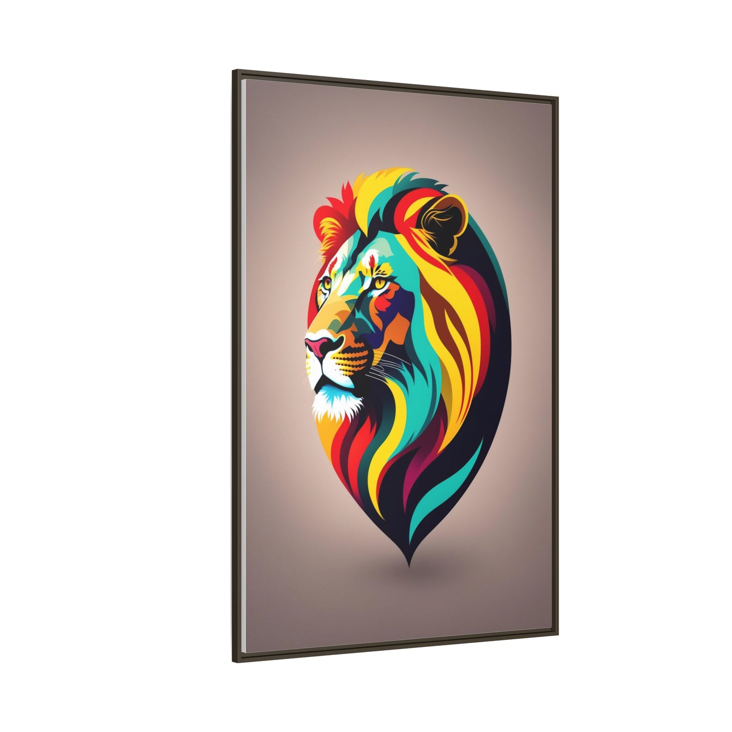 Vibrant Lion Canvas Wall Art, Framed Art Print, Colorful Animal Decor, Living Room Art, Unique Gift Idea