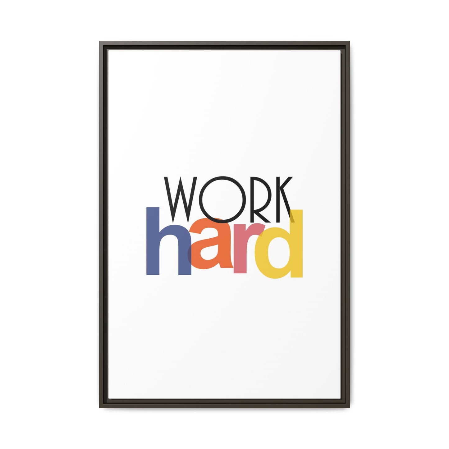 Framed Wall Art: Motivational 'WORK hard' Canvas Print | Office Decor, Gift for Student, Inspirational Wall Decor, Home Office Wall Art
