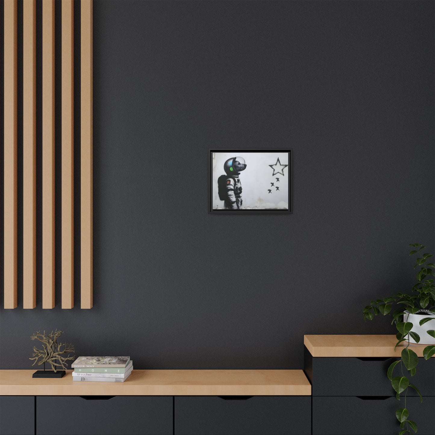 Astronaut Wall Art - Framed Matte Canvas Print for Dreamers and Space Enthusiasts