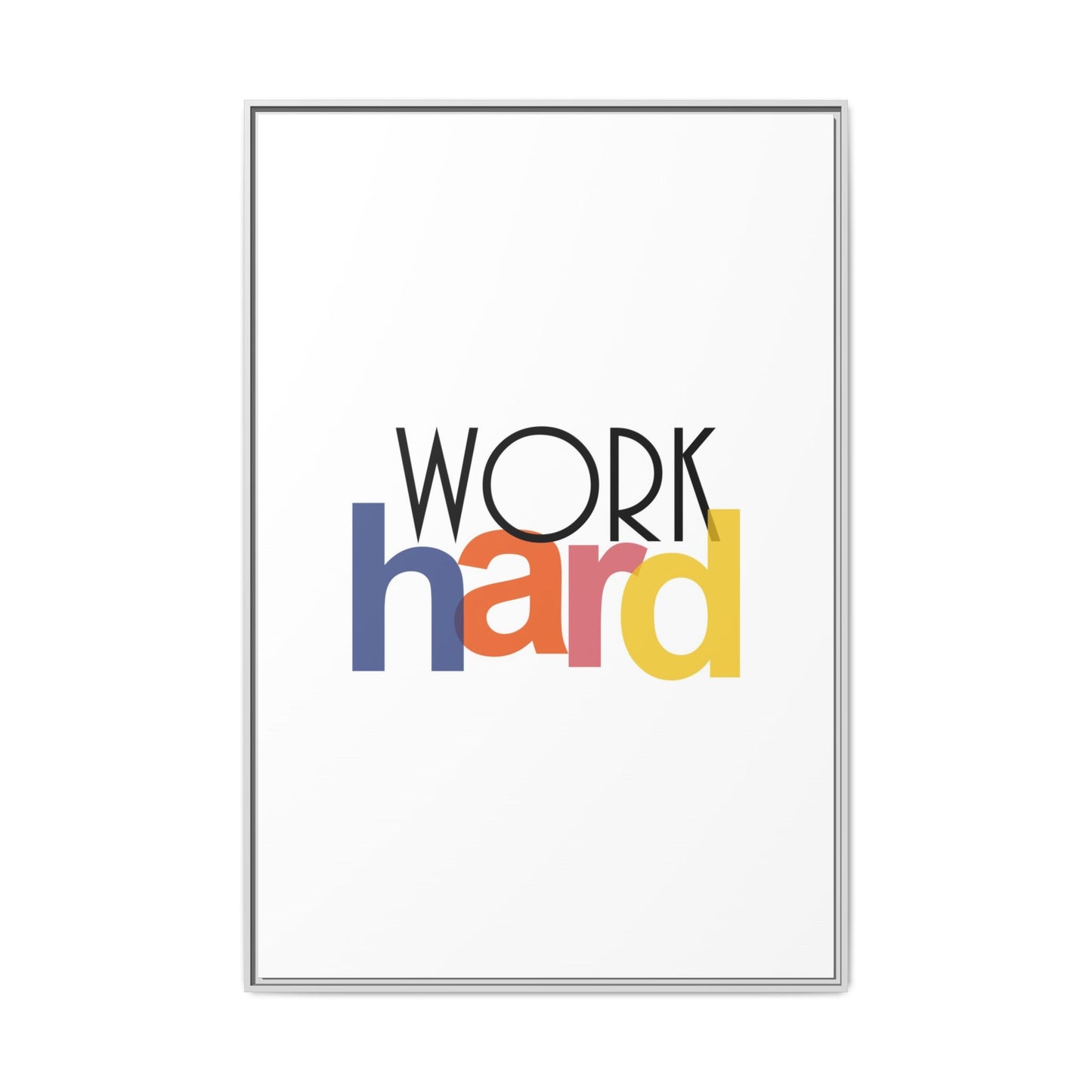 Framed Wall Art: Motivational 'WORK hard' Canvas Print | Office Decor, Gift for Student, Inspirational Wall Decor, Home Office Wall Art
