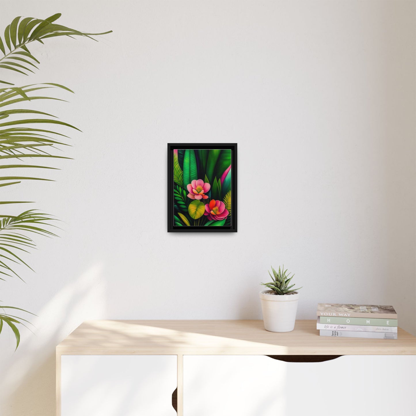 Vibrant Floral Wall Art, Framed Canvas Print, Tropical Decor, Bright Home Aesthetic, Gift for Nature Lovers, Botanical Artwork