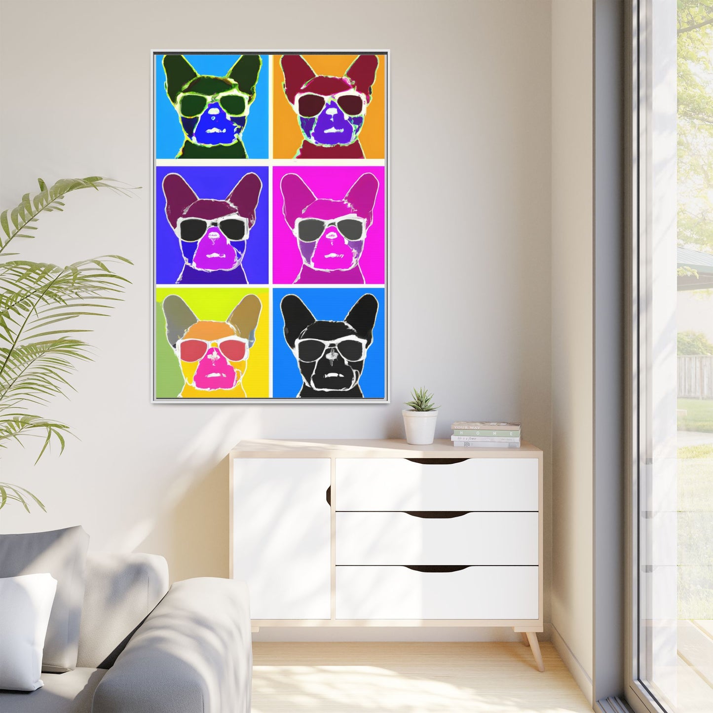 Colorful Dog Art Print - Framed Matte Canvas
