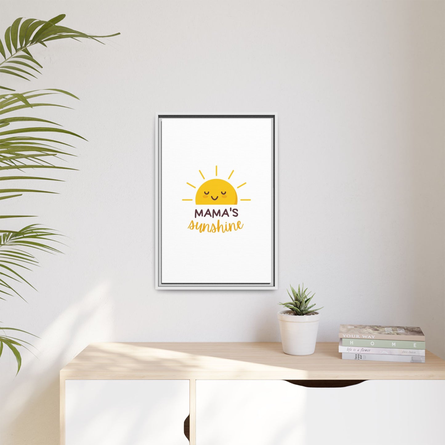 Framed Canvas Art Print, Cheerful Sun Decor for Mother's Day, Kids Room Wall Art, Positive Vibes Poster, Gift for Moms